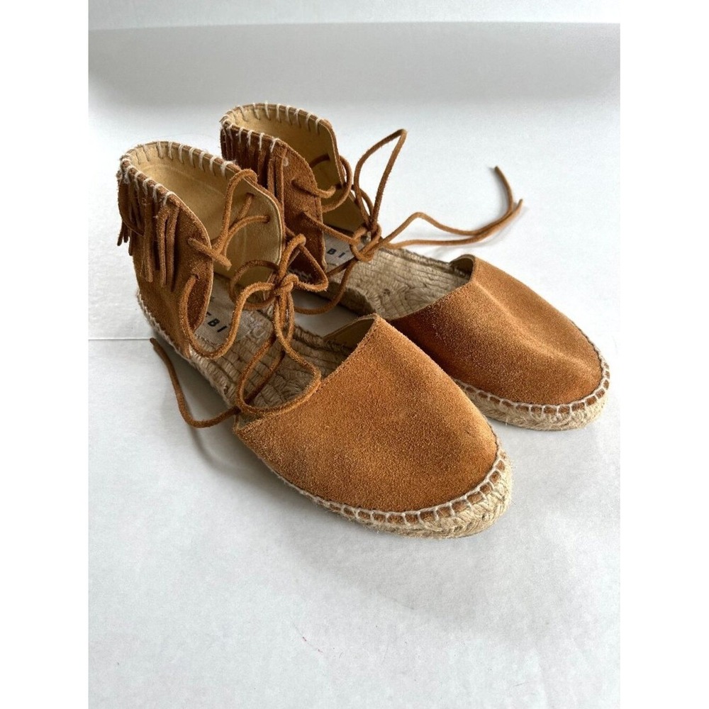 Manebi Sz 39 Hamptions Suede Flat Espadrilles Fringes Ankle Strap Shoes